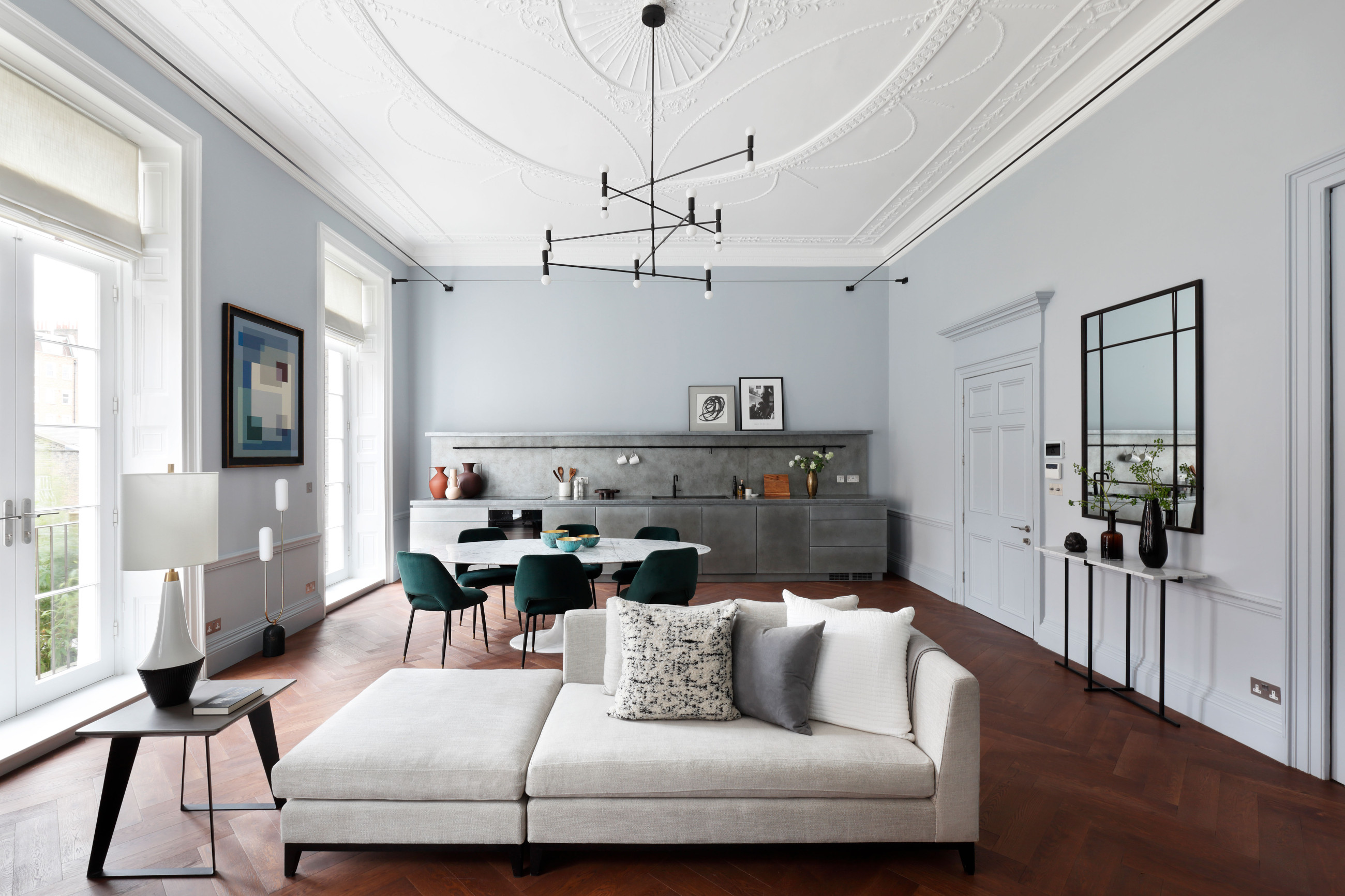mwai devonshire place ornate plaster ceiling kitchen period details