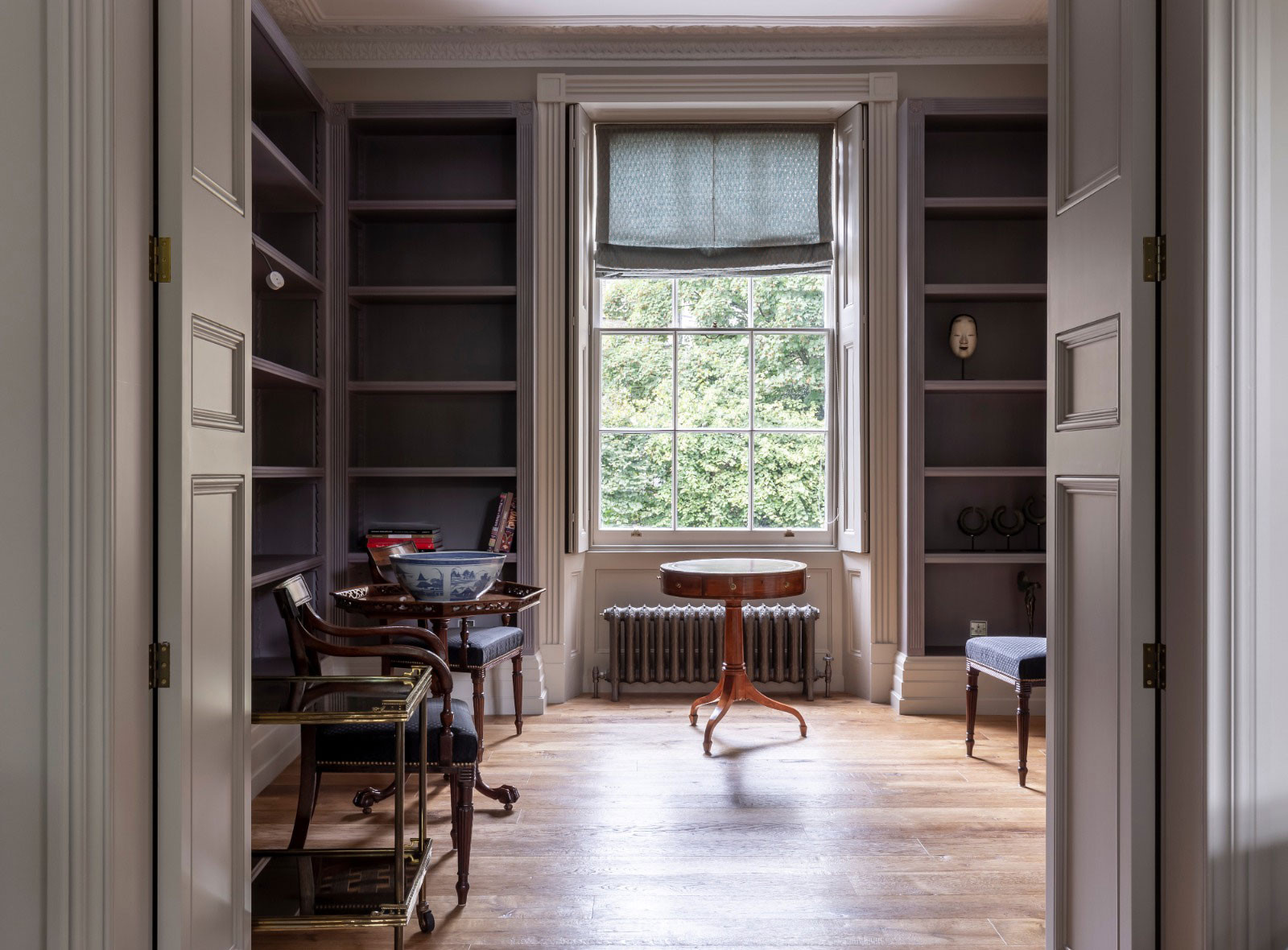 mwai south kensingon townhouse Listed library joinery ecclectic painted