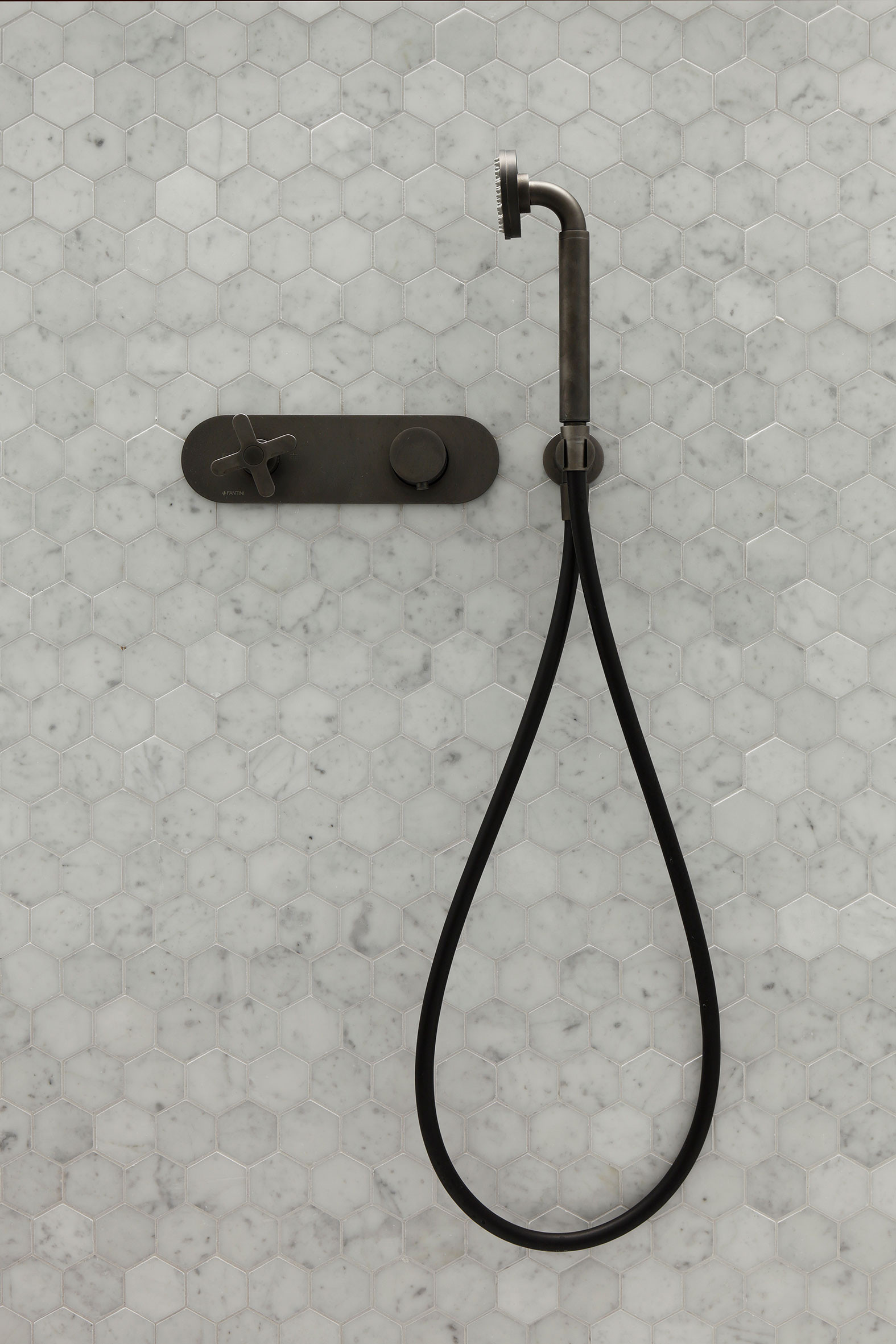 mwai hexagonal marble tiles shower