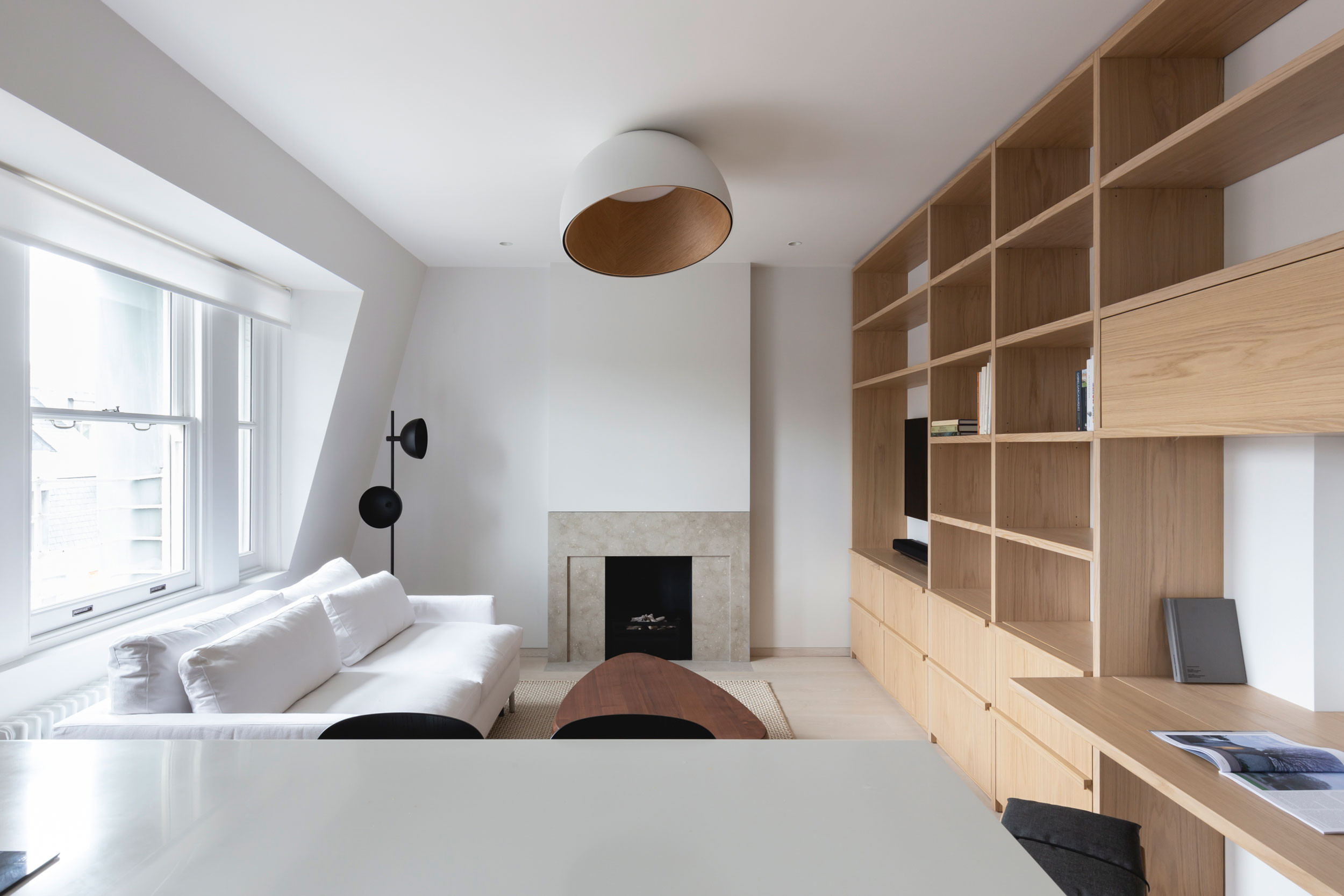 mwai micro living minimalist joinery Mayfair Apartment landscape